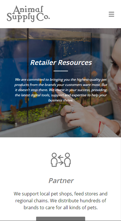 Animal Supply Company Website Mobile Screenshot