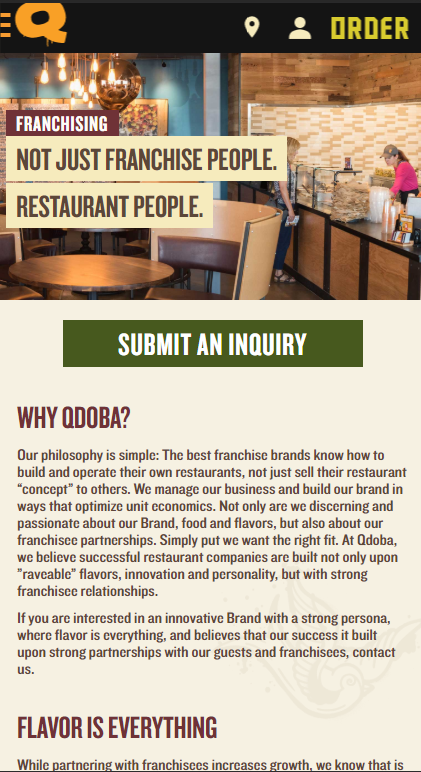 Qdoba Website Mobile Screenshot