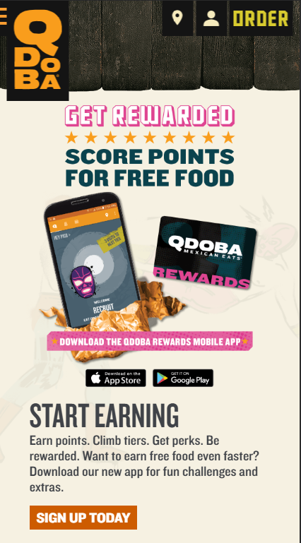 Qdoba Website Mobile Screenshot