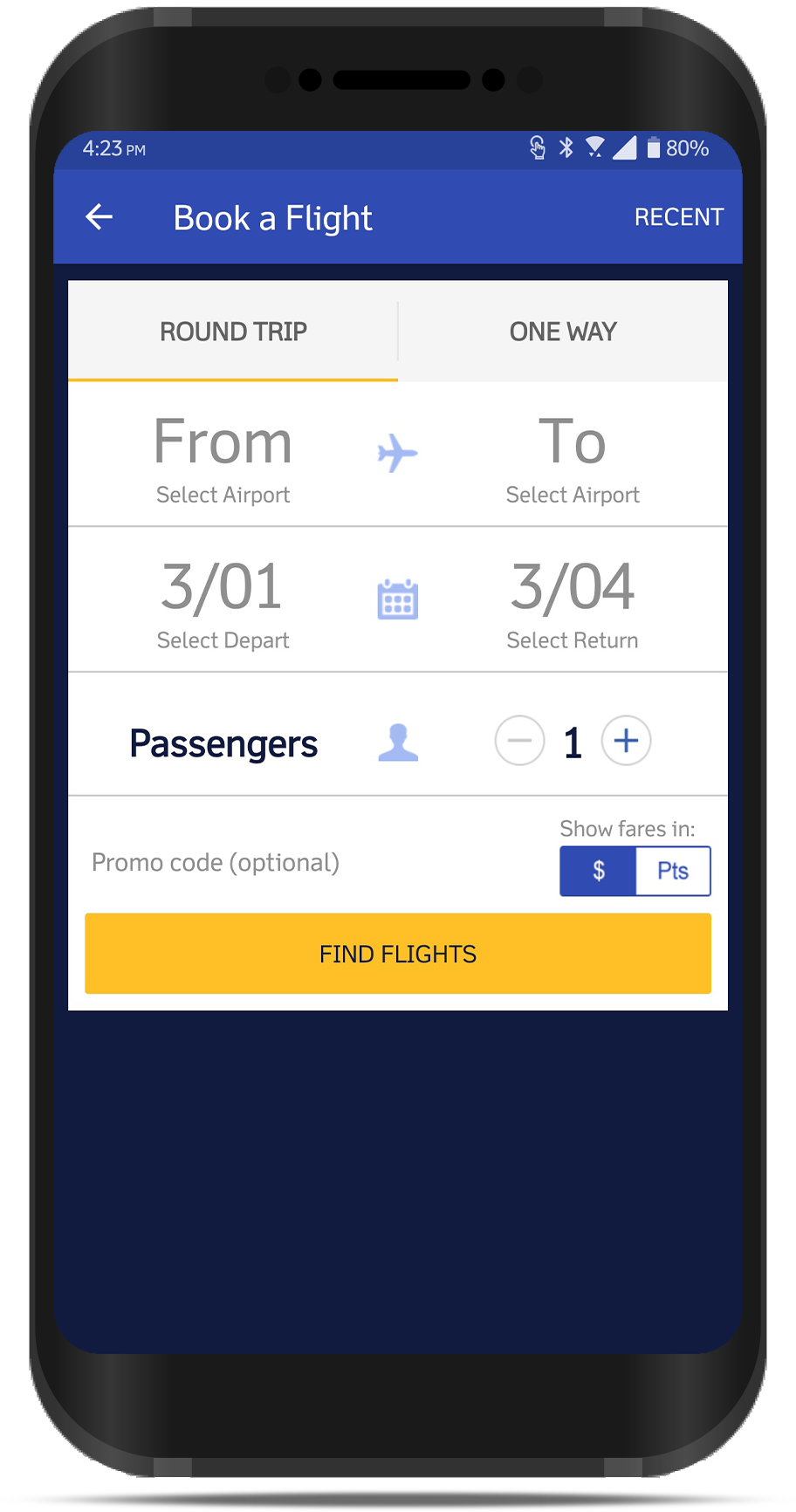 Southwest Airlines Mobile App Screenshot